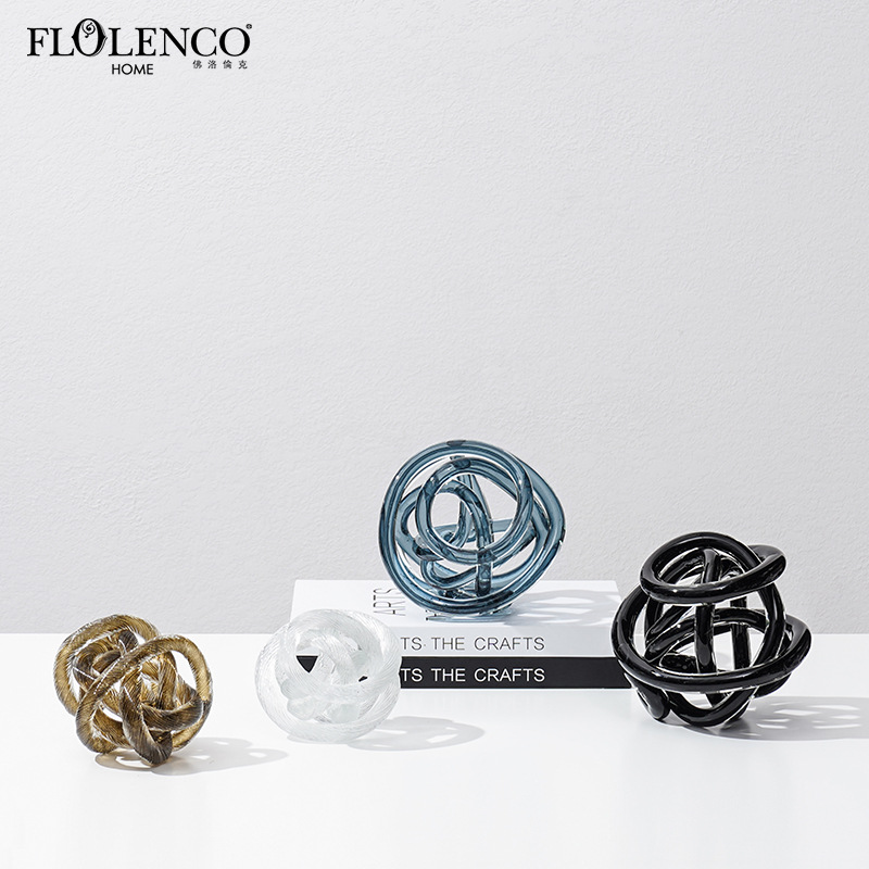 Modern Minimalist Colorful Glass Circle Rod Sphere Designer Showroom Living Room TV Stand Coffee Table Decorative Item Ornament