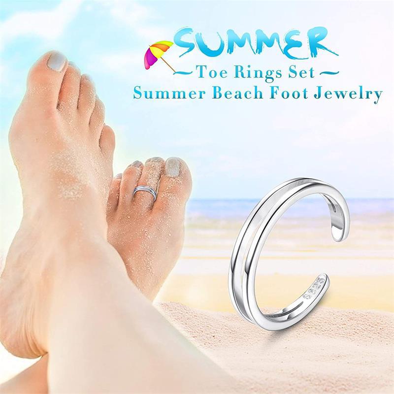 Zircon Inlay Material S925 Sterling Silver Europe And America  Hot Toe Ring Fashion Popular Female Opening Foot Ring Factory Wholesale Ornament