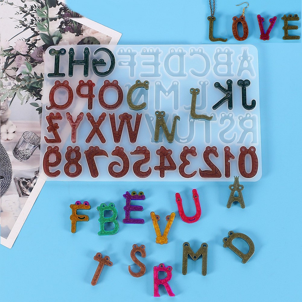 diy水晶滴胶模具笑脸数字字母硅胶模蛋糕装饰卡通英文字母巧克力|ms