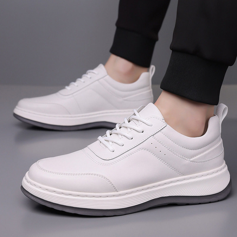 Giày thể thao nam sneaker da lộn phối màu, đế cao su EVA êm chân, buộc dây, gót 3-5 cm — h2506 trắng, h2506 đen
