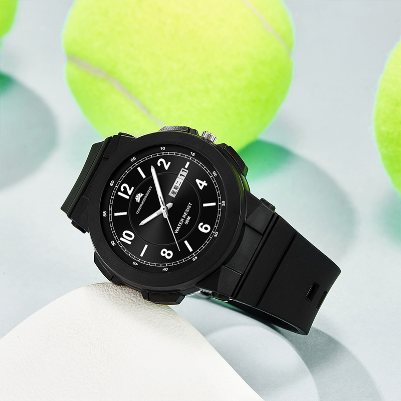 Electronic Movement, Silicone Strap, Chinese Watch, Men's Watch, Blue Dial, Luminous, Waterproof, Calendar, Sports
