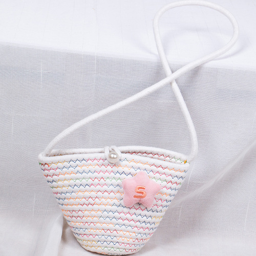 Grass-woven small bags for women, new flower print crossbody bags with hand-woven straps, versatile vacation and beach bags, factory wholesale