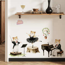 卡通老鼠芭蕾舞儿童房背景墙装饰贴画跨境热销可移除墙贴画 34253
