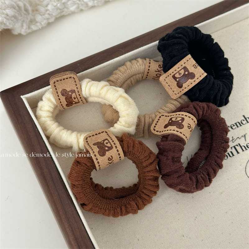 Corda per capelli spessa in pelo d'orso marrone, elastica, resistente, per l'intestino tenue, semplice elastico, per legare i capelli da donna, con codino alto, in pelle_voghion.com