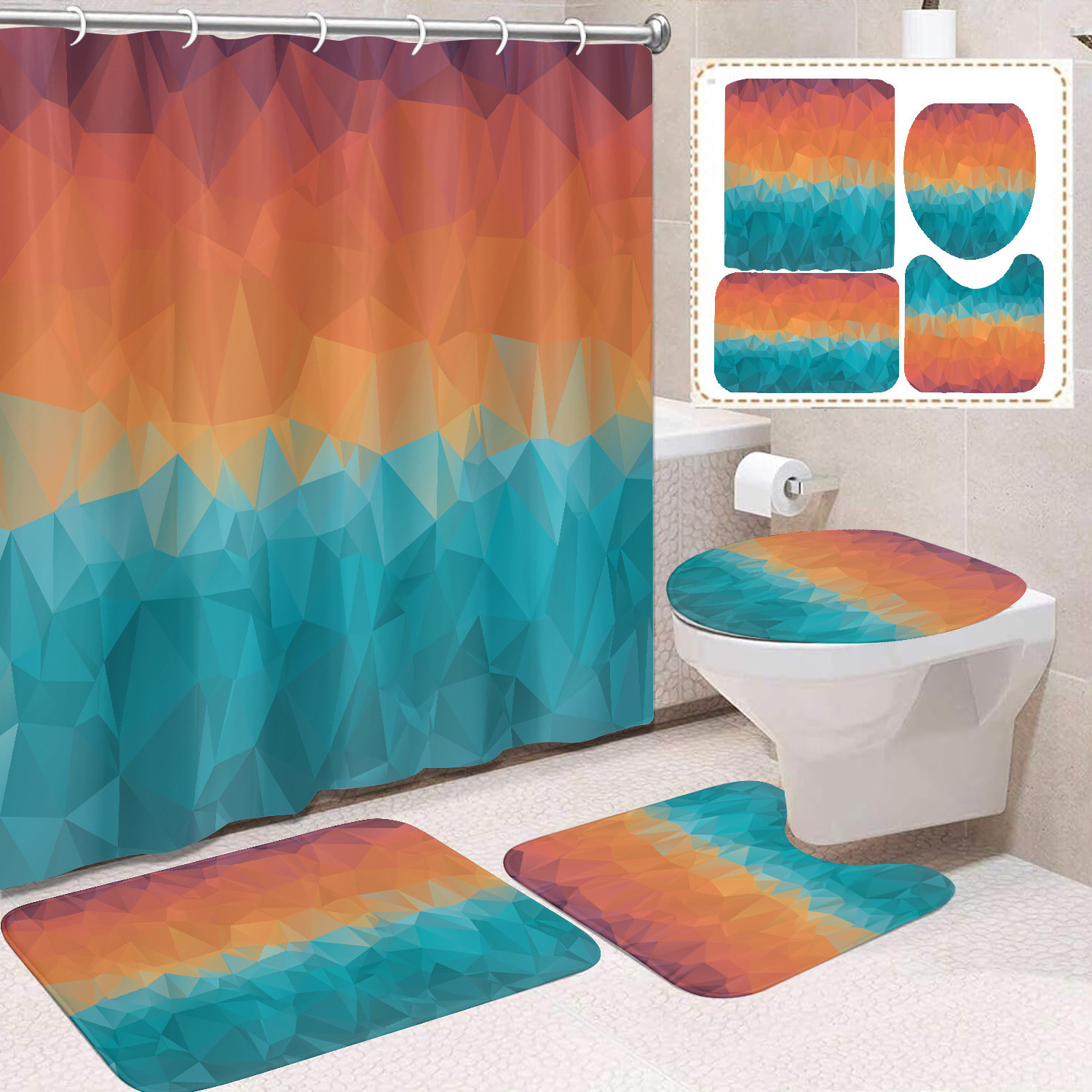 Cortina de ducha de poliéster con estampado digital de animales, impermeable, creativa, para baño, de Amazon, transfronteriza