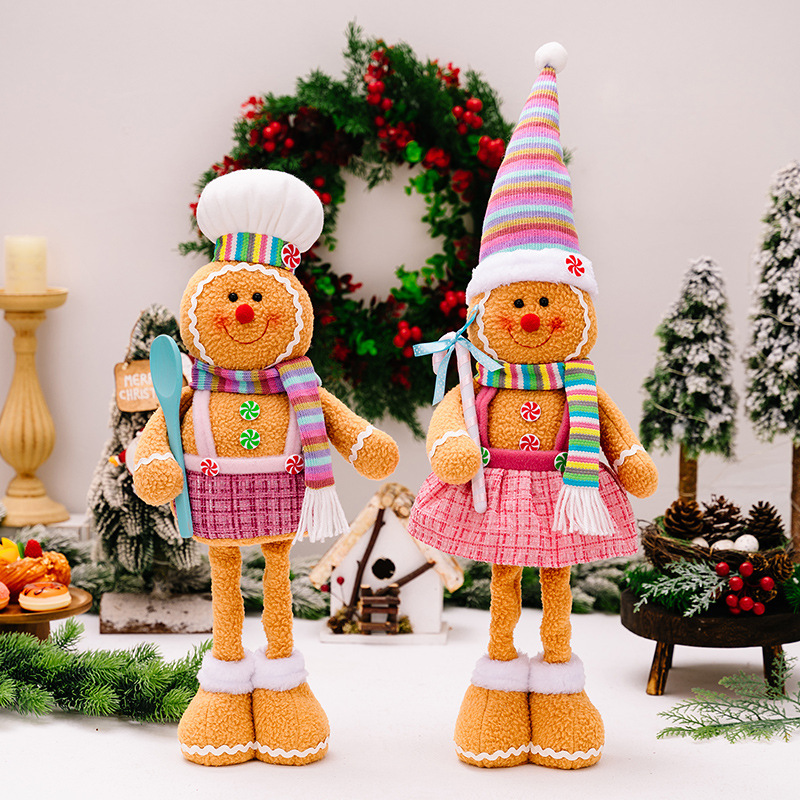 Navidad Gingerbread muñeca decoración retráctil muñeca Gingerbread muñeca galletas de color decoración de ventanas