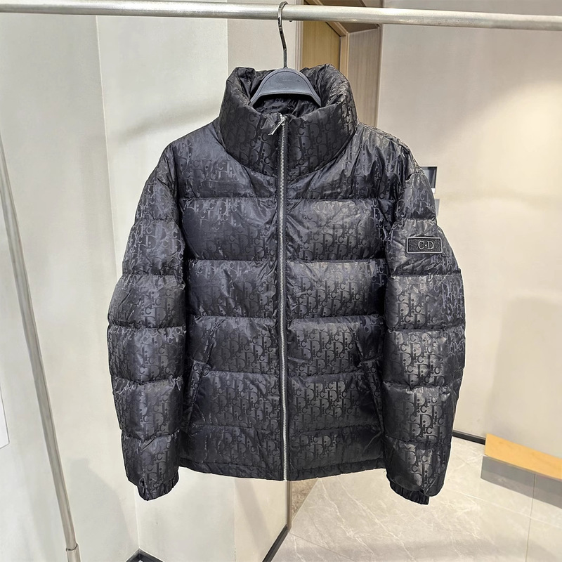 Designer Winter Men's 90% White Duck Down Thickened Fashion Warm Short Jacquard Collar Down Jacket