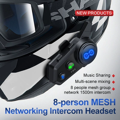 Cross-border Y8X helmet Bluetooth headset, 8-person MESH network helmet intercom headset, helmet Bluetooth headset (Motorcycle Helmet Headset)