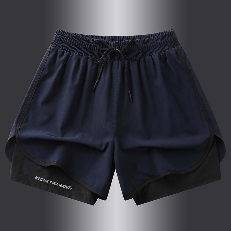 Pantalones cortos deportivos para hombres y dos pantalones de secado rápido forrados para correr entrenamiento de ocio pantalones de baloncesto de tres puntos