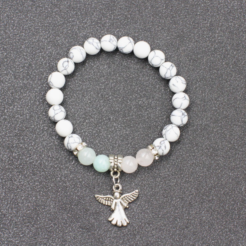 New European and American Cross-Border Products Launched: Pink Crystal and White Turquoise Angel Bracelet, Trendy Women's Jewelry, Popular European and American Accessories