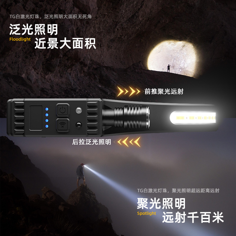 Handout inductor COB luz de viaje al aire libre USB recargable luz de carrera nocturna luz de reflexión luz de silicona luz de cabeza