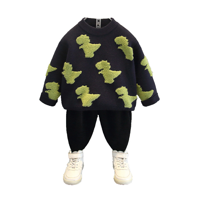 6476 suéter para niños ropa de otoño e invierno 2025 nuevo bebé estilo coreano suéter de punto callejero frito chico guapo suéter de dibujos animados