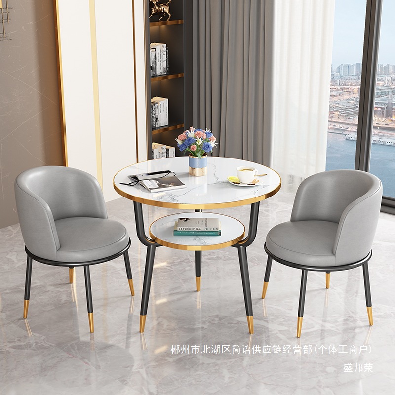 Fábrica directa de lujo ligero de recepción mesa y silla combinación de mesa de comedor de pequeño tipo de casa ocio leche tienda de té Negociación de café