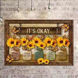 向日葵帆布画 厂家批发高清喷绘海报外贸入仓货源Temu