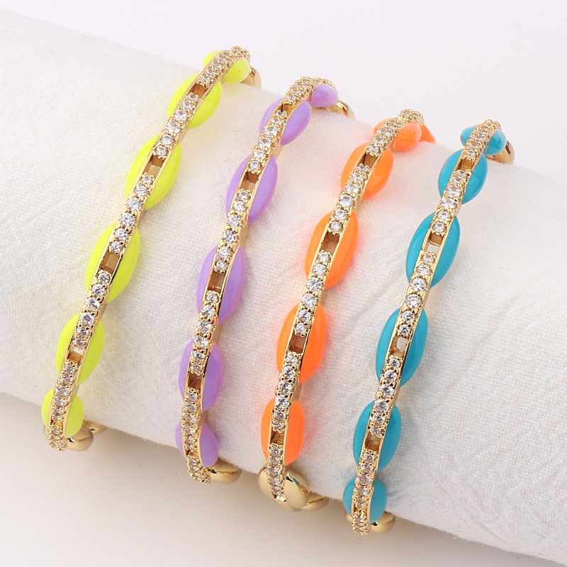 Fashion Geometric Copper Bracelets Stoving Varnish Zircon Copper Bracelets