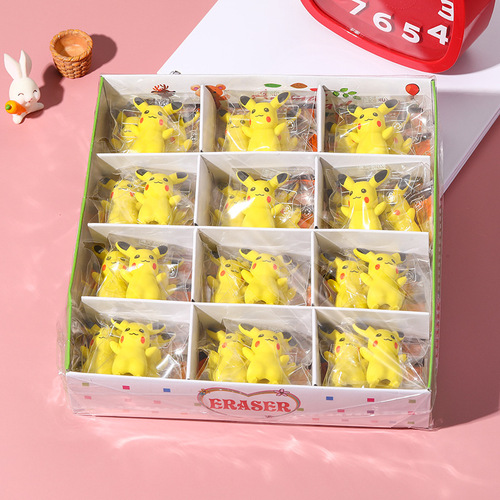Cartoon Creative 3D Cute Pikachu Eraser Elementary School Cartoon Empty Eraser Student Gift Factory Direct Sales