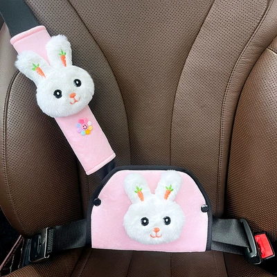 Shoulder Protector, Cute Cartoon: Seat belt shoulder pad - velvet-shield-light-pink-mitu-lulu-velvet-style-universal