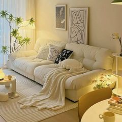 云朵沙发新款现代简约奶油风客厅小户型直排布艺沙发