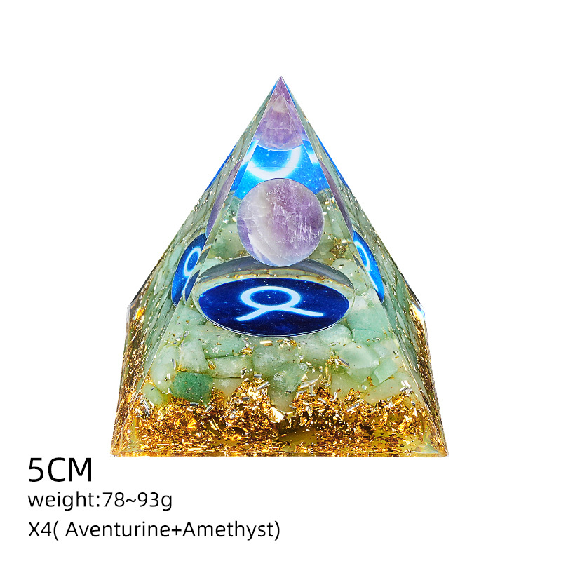 X4紫晶+绿东陵碎石（金牛座)（5cm金字塔）