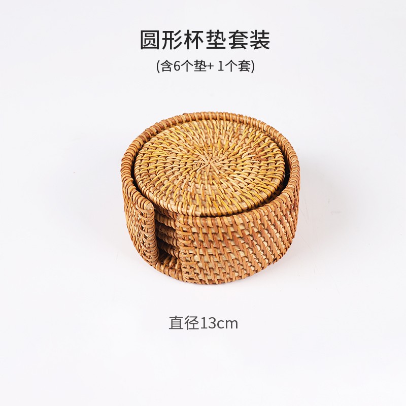 Posavasos de ratán vietnamita, teteras hechas a mano, ceremonia del té, juego de té, mantel de aislamiento térmico, mesa de comedor, plato de salud a prueba de escaldaduras, taza