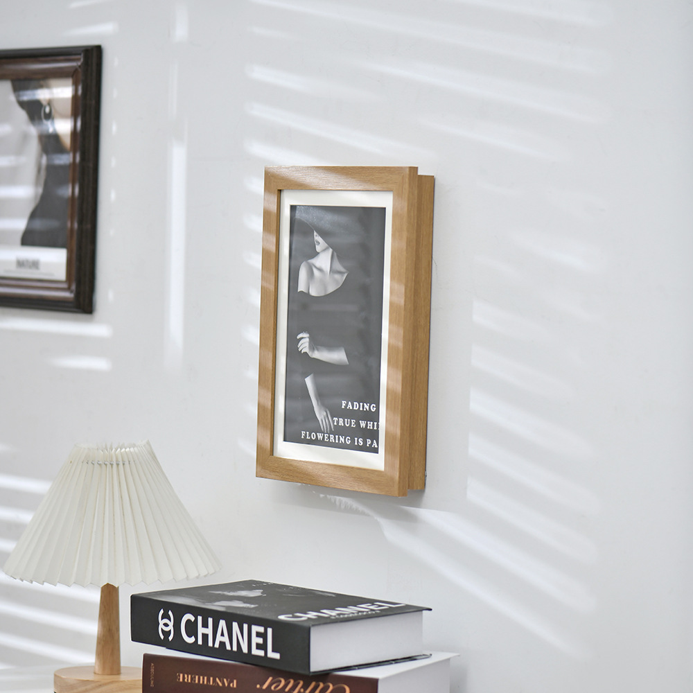 ins風新款創意 兒童畫作DIY收納盒A4木質相框跨境 亞馬遜畫框批發