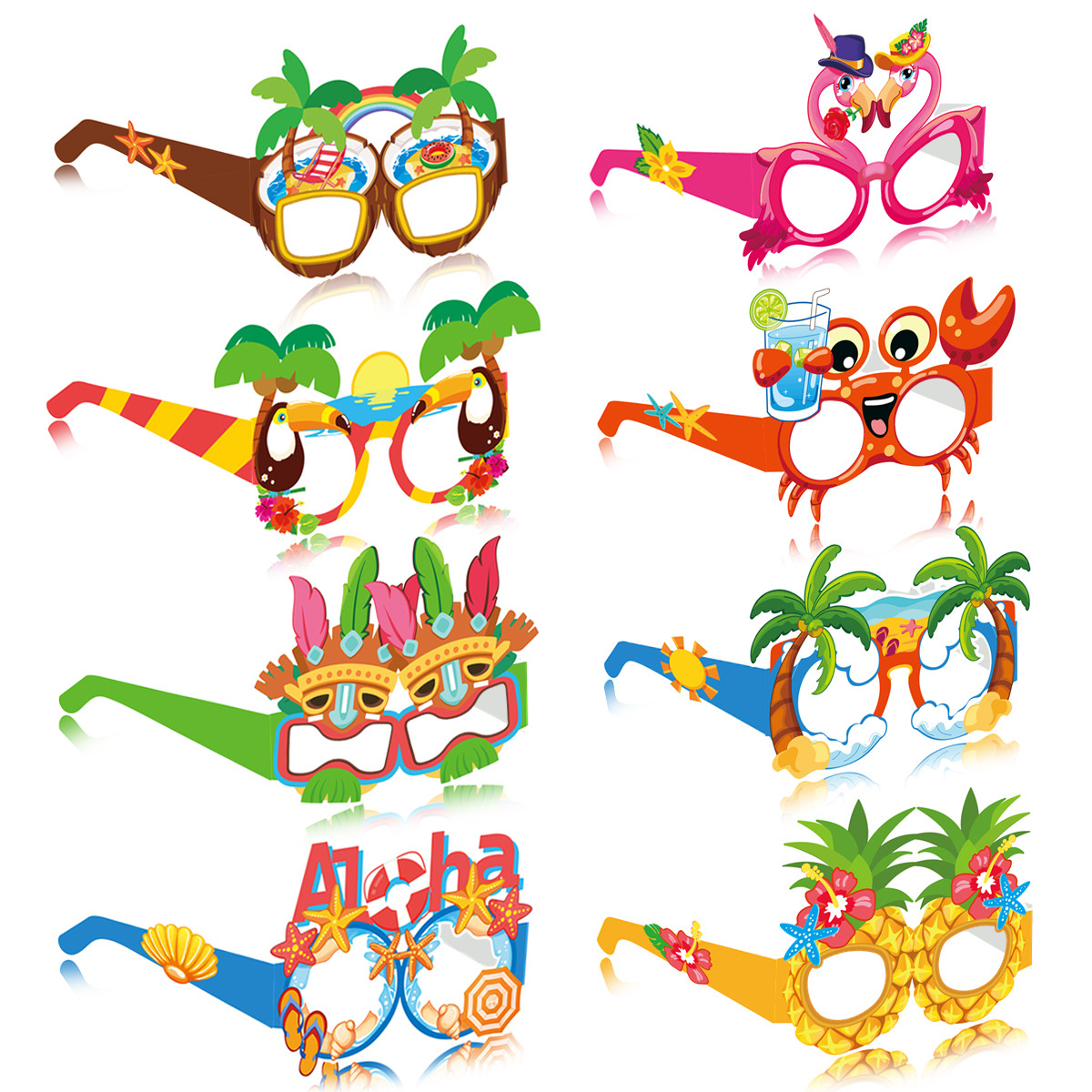 Hawaiian cumpleaños fiesta gafas extrañas herramientas de fotografía verano Aloha piña gafas de papel decoración de fiesta