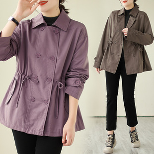 2024 new high quality elegant casual waist mid-length trench coat autumn