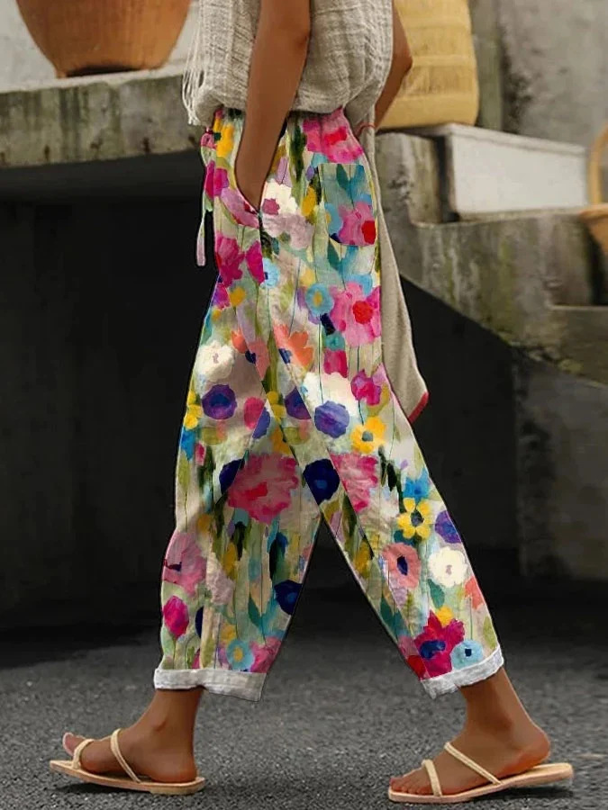 Pantalones largos rectos con cintura elástica, estampados, casuales, con bolsillos, para mujer, nueva colección 2026, Amazon AliExpress, sitio independiente