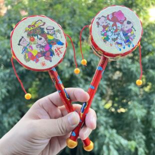 Children's auspicious plastic rattle small rattle baby handsroll rattle pingan drum toys wholesale