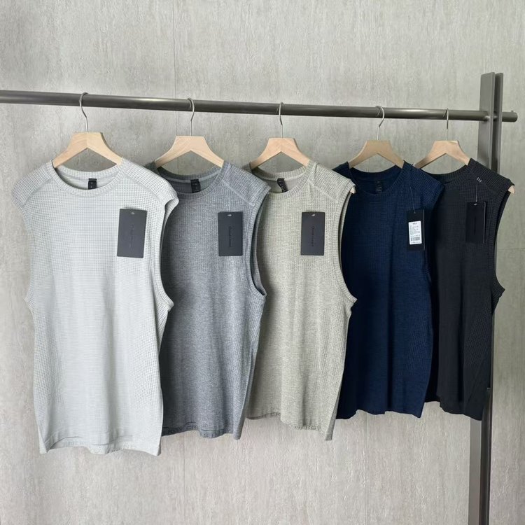 Simple, sporty style men's loose-fitting round-neck quick-drying tank top for outdoor running and fitness, sleeveless, thin sweat vest
