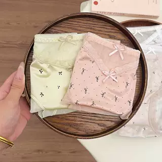 佳之纯高颜值冰丝蕾丝内裤女法式温柔风纯棉透气无痕中腰女三角裤
