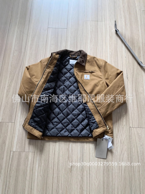 美潮卡哈风格底特律秋冬工装棉服洗水做旧帆布重工夹克高街外套|undefined
