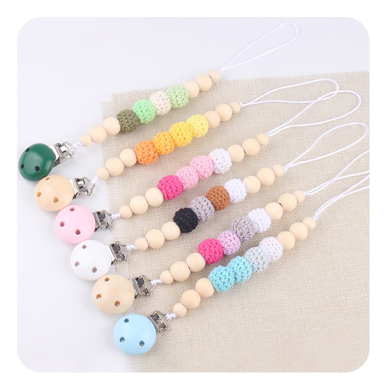 Nuevo bebé pacificador chupeta clips cadena de chupeta de madera anti-caída cadena de bebés productos de madre y bebé DIY cadena anti-caída