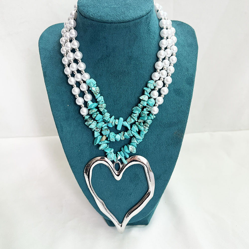 85g Weight Alloy Pendant Material Three Layer Necklace Classification Imitation Pearl Chain Material Beaded Chain Chain Type 1 Piece Quantity Casual, Party Occasion Imitation Pearl, Alloy Material Heart Shape Pattern Unisex Gender Exaggerated, Streetwear Style Exaggerated Streetwear Heart Shape Imitation Pearl Alloy Beaded Chain Statement Necklaces Wholesale 10