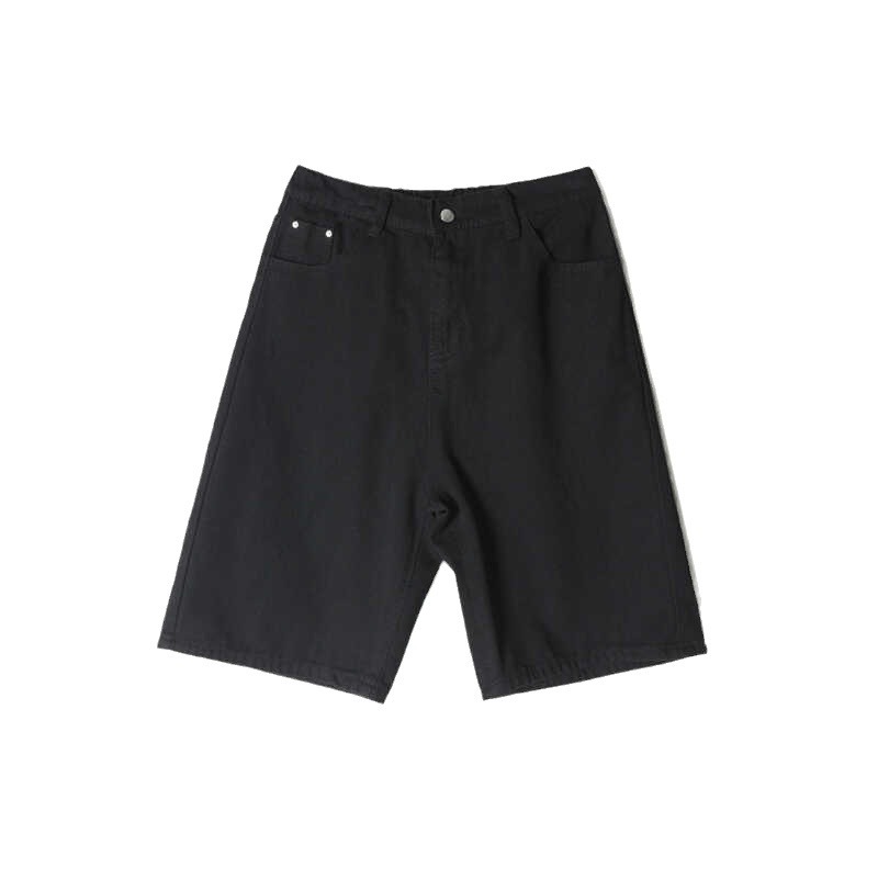 Pantaloncini di jeans casual estivi bianchi larghi 2024 nuovi pantaloni alla moda a cinque quarti con gamba dritta di media lunghezza per uomo_voghion.com