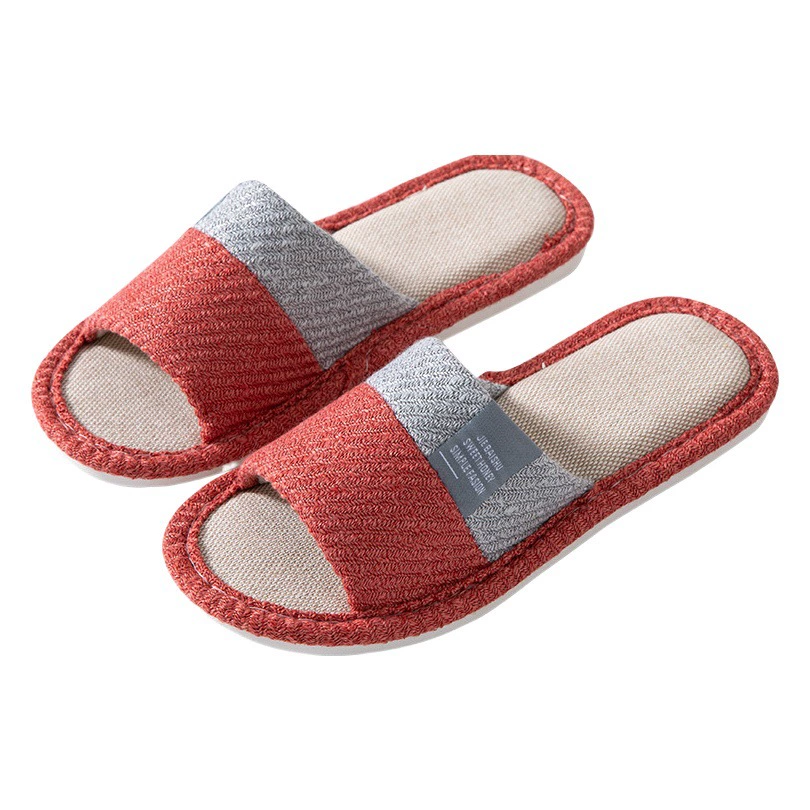 Домашние льняные тапочки мужские весенне-летние домашние парные Нескользящие износостойкие домашние тапочки Four Seasons женские домашние хлопковые льняные бесшумный