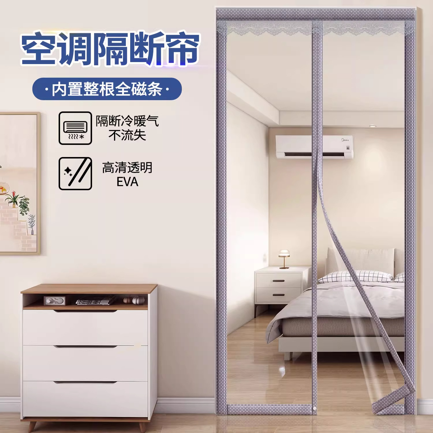 Cortina de puerta de aire acondicionado cortina de partición a prueba de viento sin agujeros caliente doméstico verano aire frío a prueba de viento plástico de cocina transparente