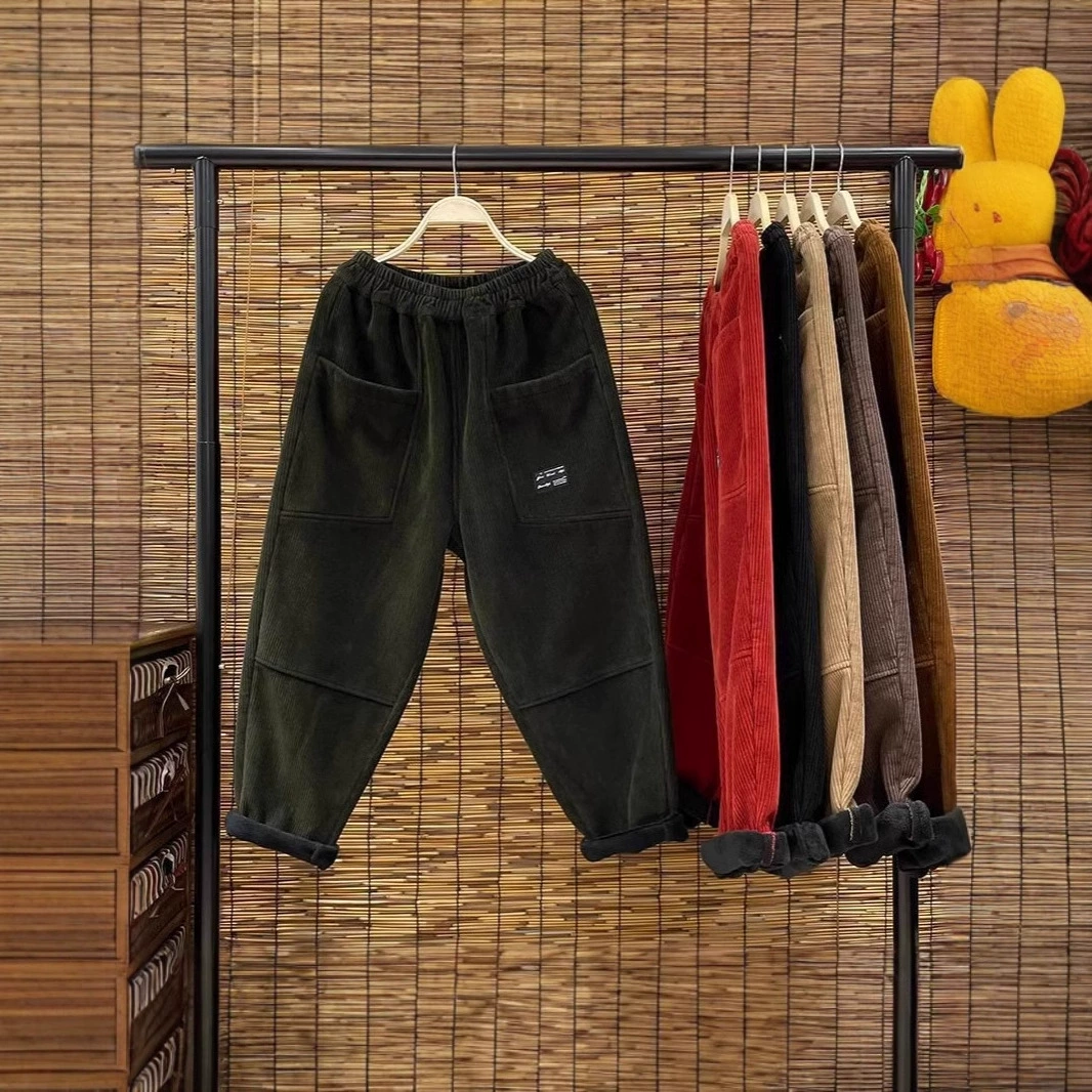 Средние и пожилые мамы брюки для детей осенью и зимой вельветы толстые вельветы новые тонкие папы брюки бабушки брюки