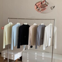 AMOMI小确幸女友衣秋冬新款弹力显瘦韩版长袖半高领气质打底衫女