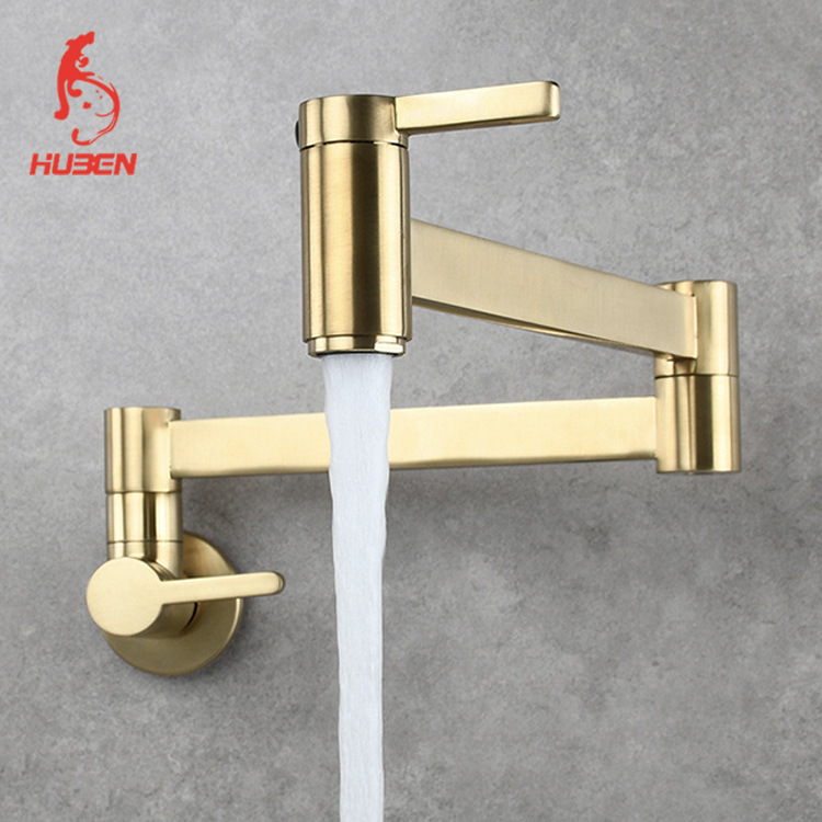 Copper Folding Faucet, Wall-Mounted Kitchen Sink, Extendable Faucet, Balcony Basin, Extended Kitchen Faucet