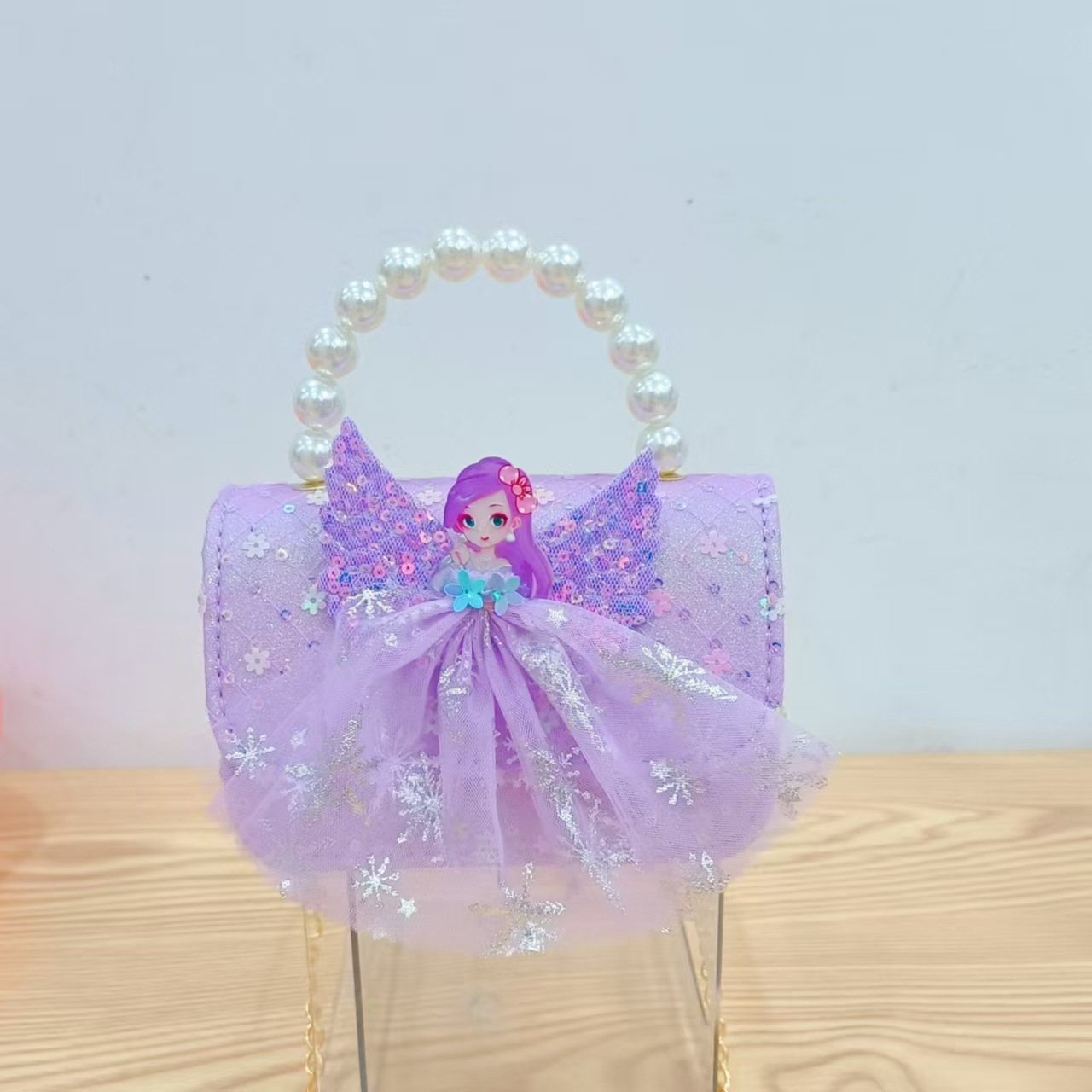 2024 nuevo estilo malla arco bolso para niños pequeño fragancia moda perla monedero princesa diagonal bolso