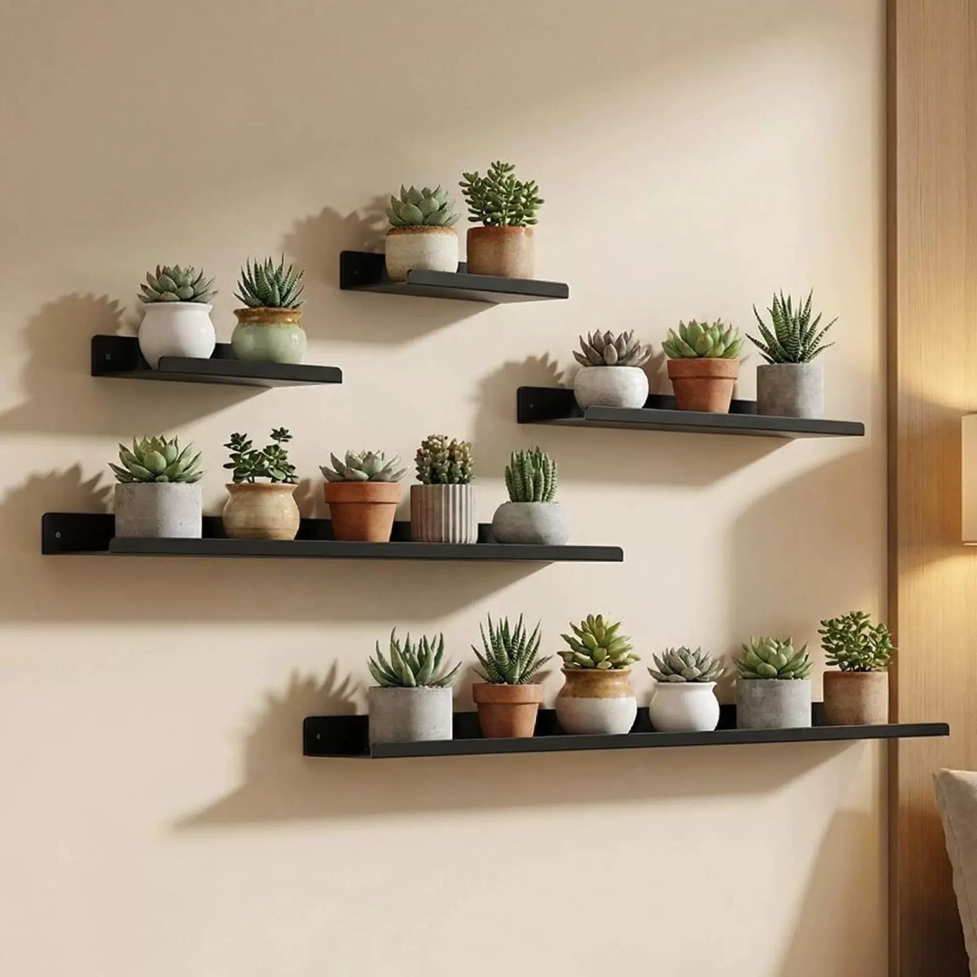 墙上碳钢置物架壁挂金属一字隔板收纳架铁艺墙面展示书架收纳架