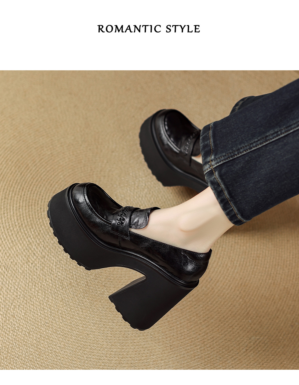 Giày loafer nữ đế dày da cừu non phong cách JK — màu nâu chi tiết 9