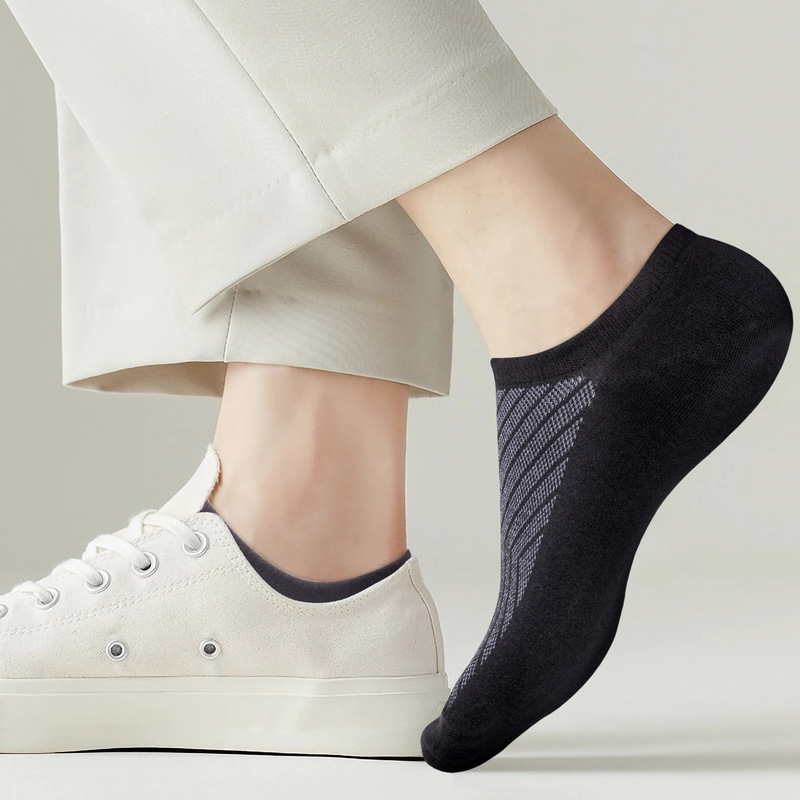 Men's socks, boat socks, sweat-absorbent, odor-resistant, breathable mesh, non-slip, low-cut, bamboo fiber, spring/summer bamboo fiber socks