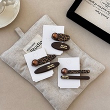 韩版豹纹珍珠鸭嘴夹时尚百搭发夹新款侧边夹刘海夹高级感发卡发饰