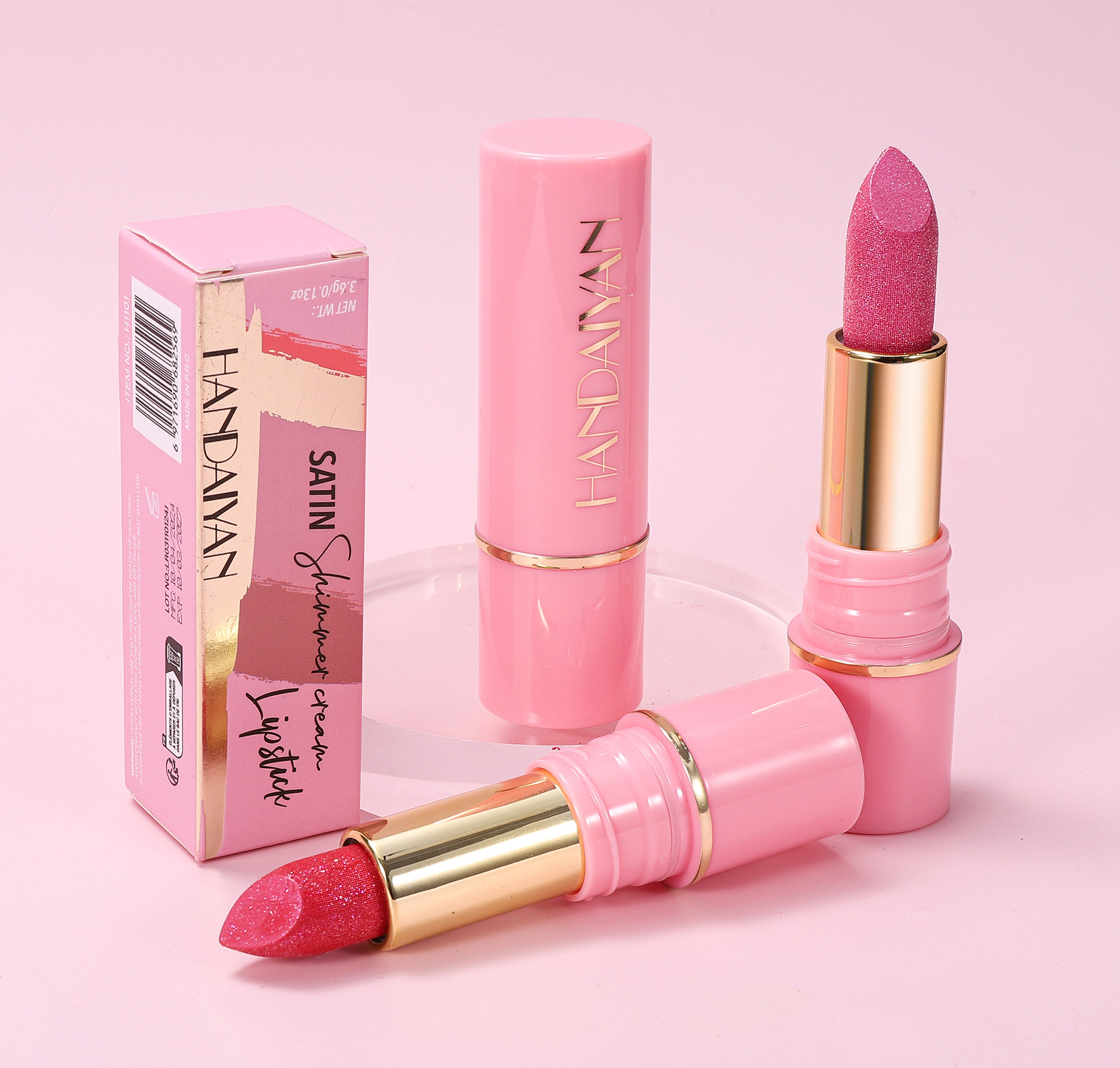 Pearl Lipstick in stock, 8 colors moisturizing and hydrating handaiyan embossed Silk Screen Fine Sparkling Lip gloss, cross-border exclusive lipstick undefined