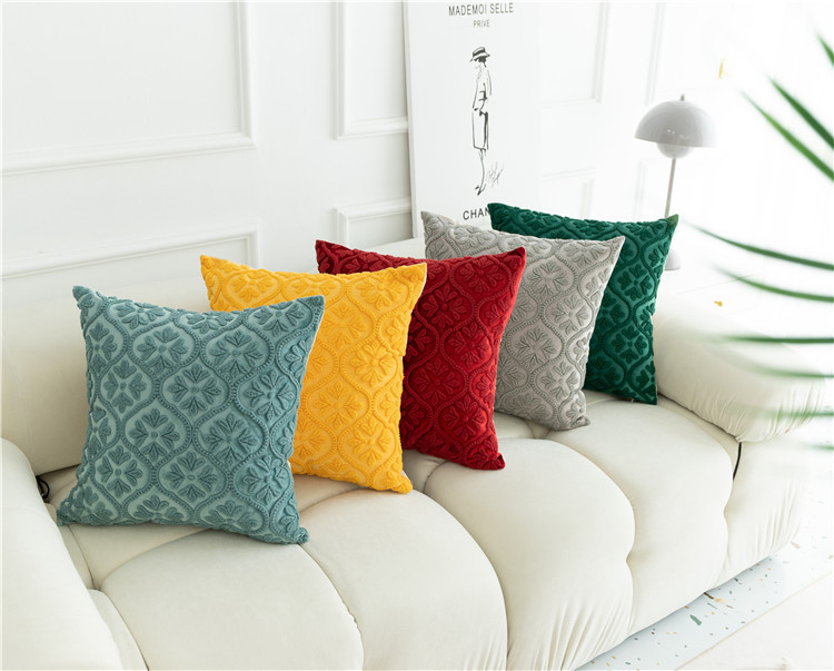 Housse de coussin de chevet brodée en trois dimensions, motif géométrique, motif floral, style européen et américain, décoration pour la maison_voghion.com