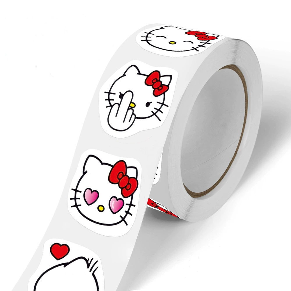 Sticker Roll (Hello Kitty) round cartoon stickers, assorted designs, birthday gift pack