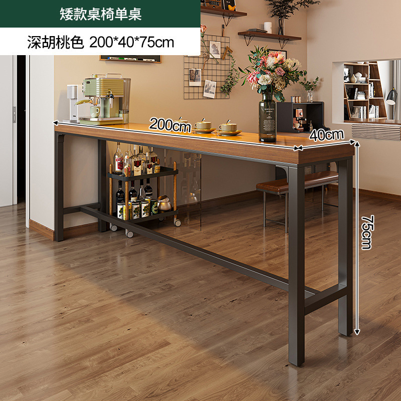 Mesa de bar de madera maciza, partición de pared para el hogar, mesa estrecha, mesa de comedor larga, sala de estar, esquina de café, balcón, estante