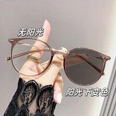 高级感近视眼镜女可配度数防蓝光眼镜大框变色镜显脸小素颜平光镜